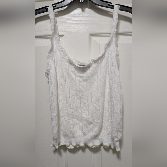 J. Crew Tops - J.Crew Pointelle sweater-tank in premium ultrafine cotton white Size Large L